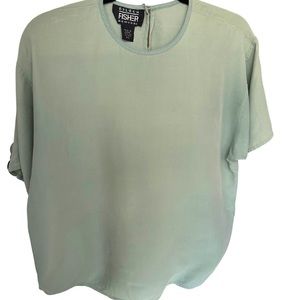 100% Silk Denim Style Eileen Fisher Vintage Blouse M-L